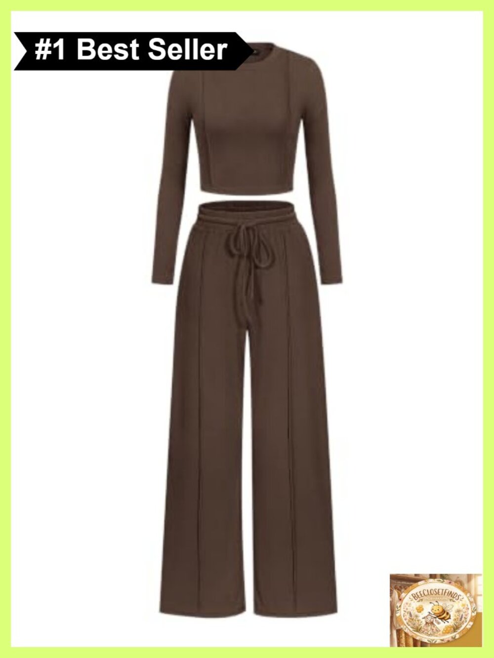 PRETTYGARDEN Women's 2 Piece Set Long Sleeve Crop Top & Wide Leg Pants Lounge